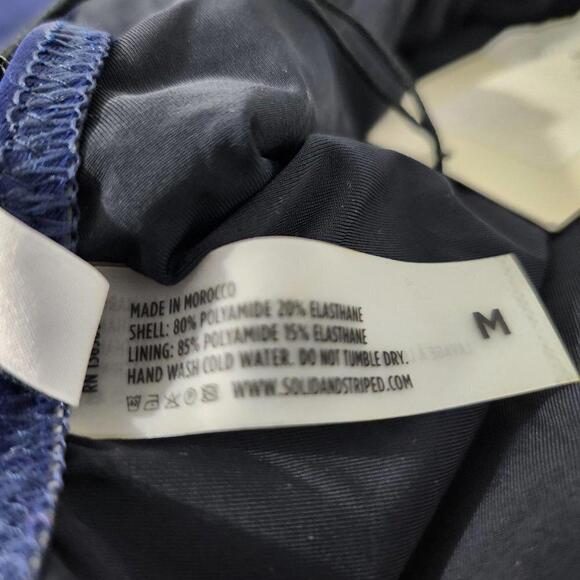 2/$50 Solid & Striped Blue One-Piece Swimsuit Size M | Classic Beachwear - Picture 5 of 6